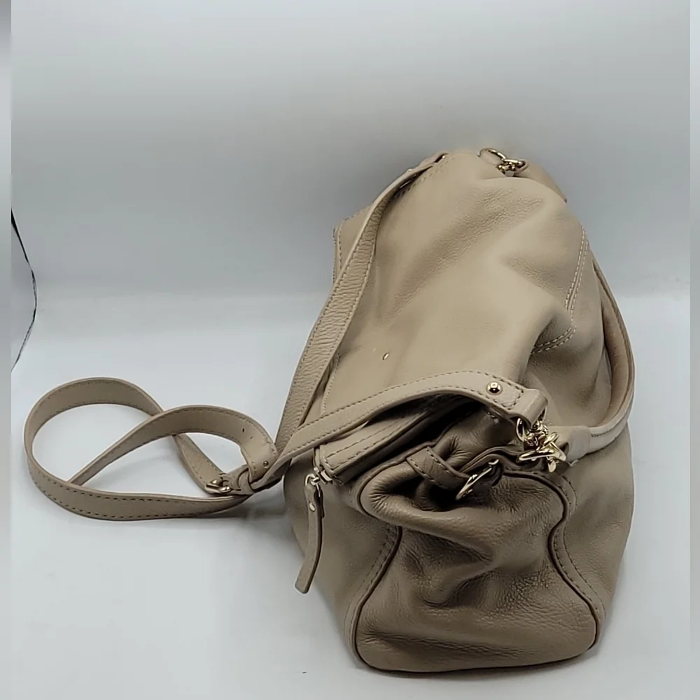 Kate Spade Boerum Place Devin Pebbled‎ Beige Leather Satchel Crossbody Bag